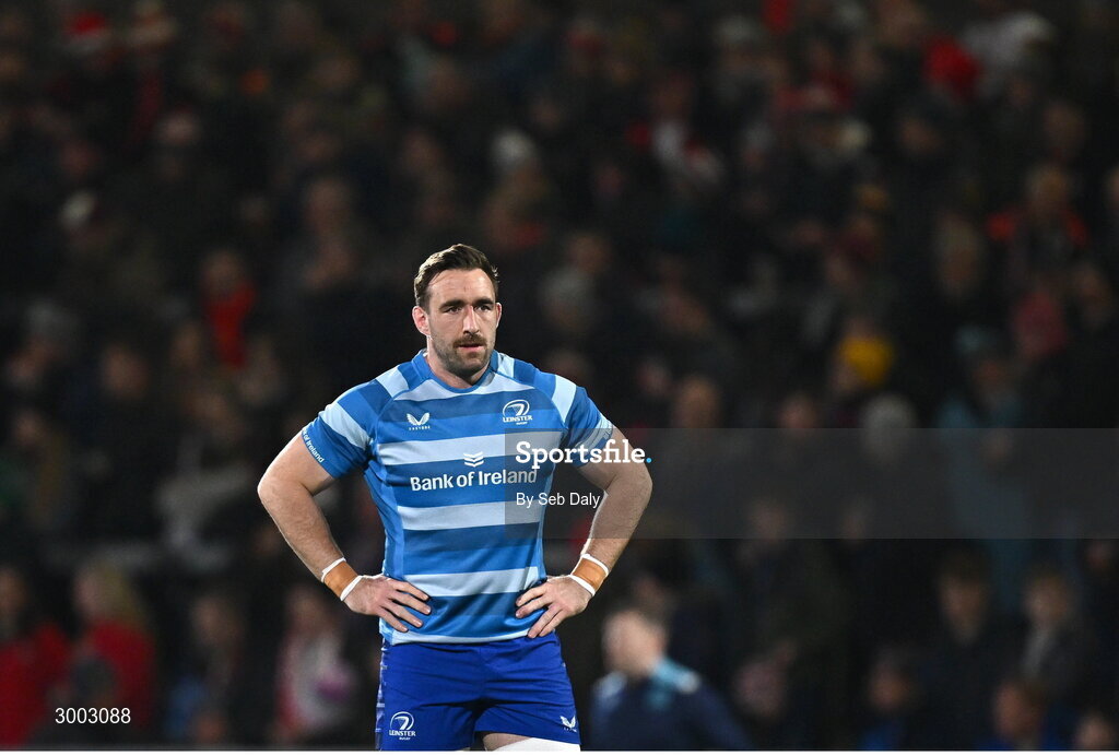 29 November 2024; Jack Conan of Leinster before the United Rugby Championship match between Ulster and Leinster at Kingspan Stadium in Belfast. Photo by Seb Daly/Sportsfile