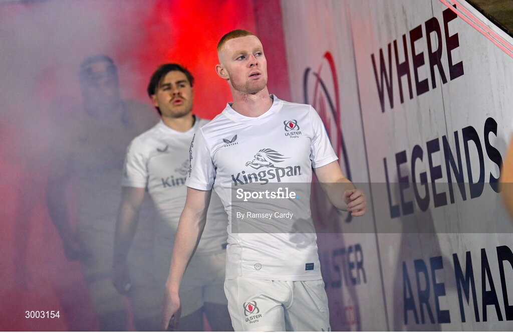 29 November 2024; Nathan Doak of Ulster before the United Rugby Championship match between Ulster and Leinster at Kingspan Stadium in Belfast. Photo by Ramsey Cardy/Sportsfile