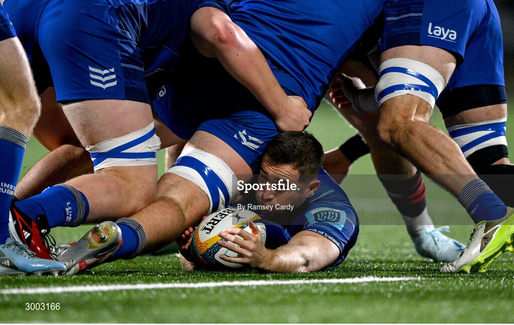 29 November 2024; Jordan Larmour of Leinster during the United Rugby Championship match between Ulster and Leinster at Kingspan Stadium in Belfast. Photo by Ramsey Cardy/Sportsfile