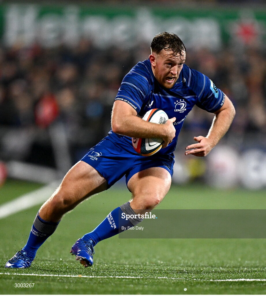 29 November 2024; Liam Turner of Leinster during the United Rugby Championship match between Ulster and Leinster at Kingspan Stadium in Belfast. Photo by Seb Daly/Sportsfile