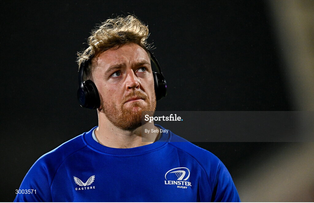 29 November 2024; Liam Turner of Leinster before the United Rugby Championship match between Ulster and Leinster at Kingspan Stadium in Belfast. Photo by Seb Daly/Sportsfile