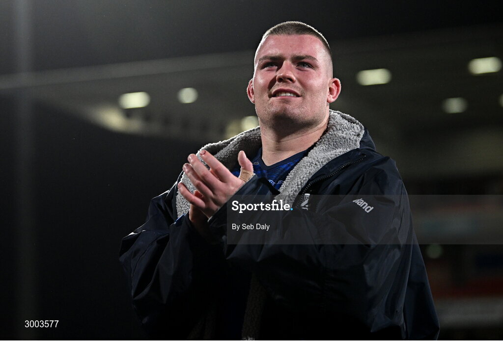 29 November 2024; Jack Boyle of Leinster after the United Rugby Championship match between Ulster and Leinster at Kingspan Stadium in Belfast. Photo by Seb Daly/Sportsfile