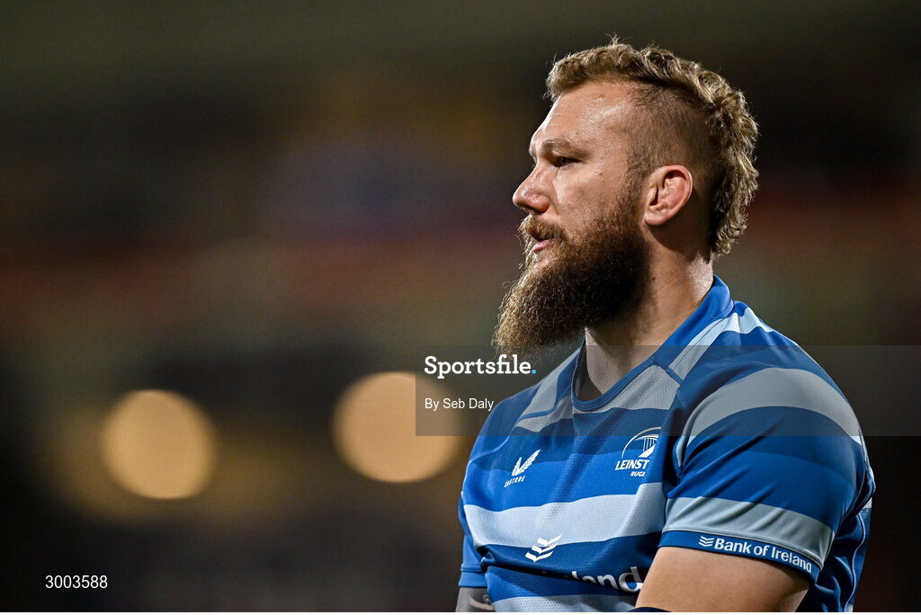 29 November 2024; RG Snyman of Leinster before the United Rugby Championship match between Ulster and Leinster at Kingspan Stadium in Belfast. Photo by Seb Daly/Sportsfile