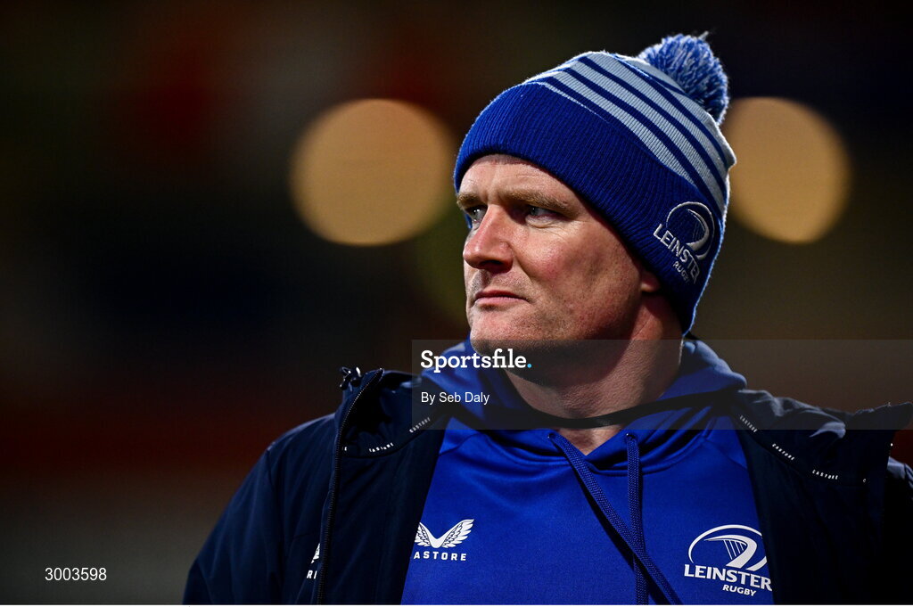 29 November 2024; Leinster senior communications and media manager Marcus Ó Buachalla before the United Rugby Championship match between Ulster and Leinster at Kingspan Stadium in Belfast. Photo by Seb Daly/Sportsfile