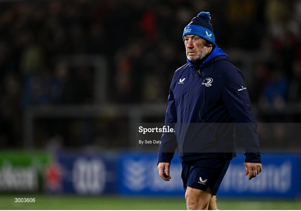 29 November 2024; Leinster assistant coach Robin McBryde before the United Rugby Championship match between Ulster and Leinster at Kingspan Stadium in Belfast. Photo by Seb Daly/Sportsfile