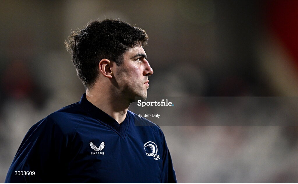 29 November 2024; Jimmy O'Brien of Leinster before the United Rugby Championship match between Ulster and Leinster at Kingspan Stadium in Belfast. Photo by Seb Daly/Sportsfile