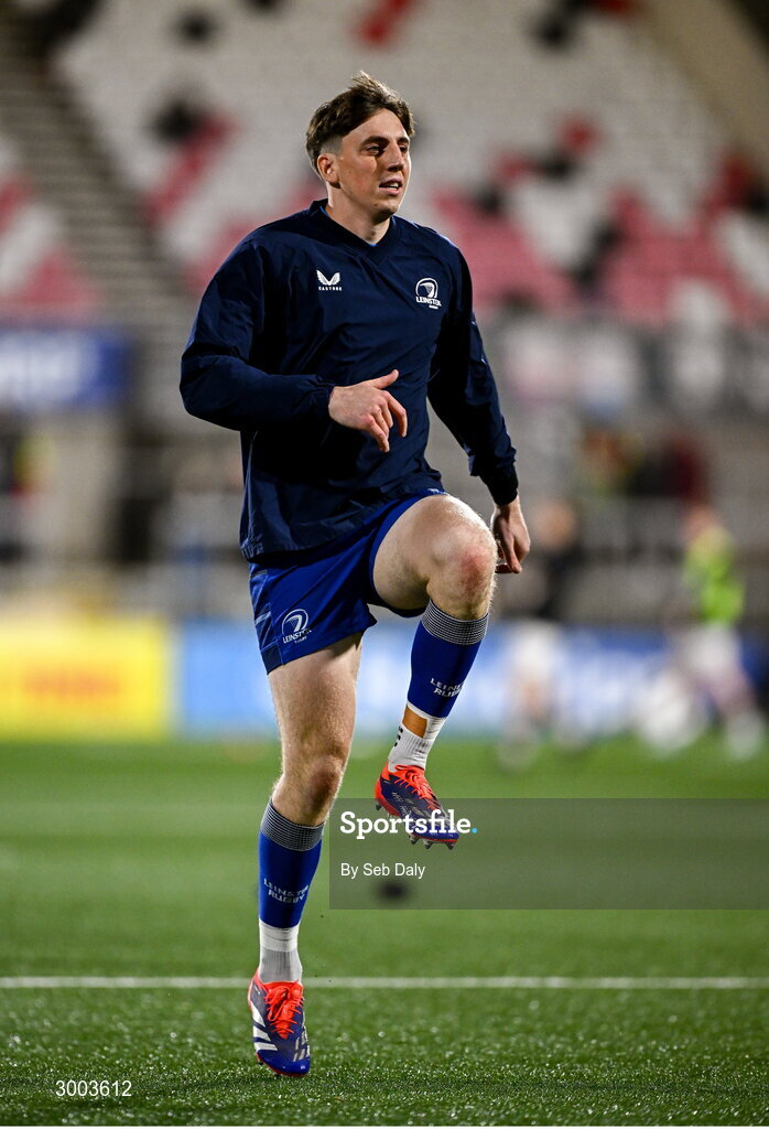 29 November 2024; Charlie Tector of Leinster before the United Rugby Championship match between Ulster and Leinster at Kingspan Stadium in Belfast. Photo by Seb Daly/Sportsfile
