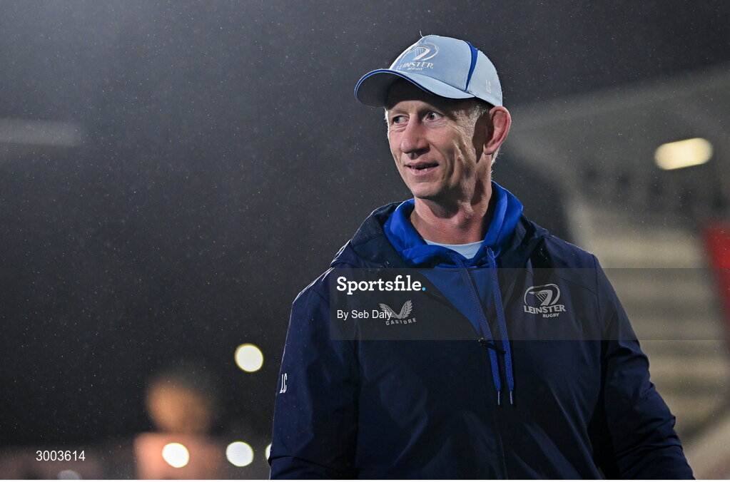 29 November 2024; Leinster head coach Leo Cullen before the United Rugby Championship match between Ulster and Leinster at Kingspan Stadium in Belfast. Photo by Seb Daly/Sportsfile