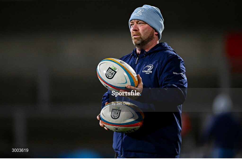 29 November 2024; Leinster senior kitman Jim Bastick before the United Rugby Championship match between Ulster and Leinster at Kingspan Stadium in Belfast. Photo by Seb Daly/Sportsfile