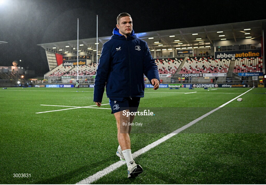 29 November 2024; Scott Penny of Leinster before the United Rugby Championship match between Ulster and Leinster at Kingspan Stadium in Belfast. Photo by Seb Daly/Sportsfile