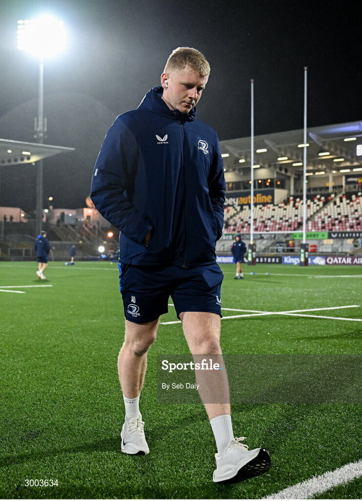29 November 2024; Andrew Osborne of Leinster before the United Rugby Championship match between Ulster and Leinster at Kingspan Stadium in Belfast. Photo by Seb Daly/Sportsfile