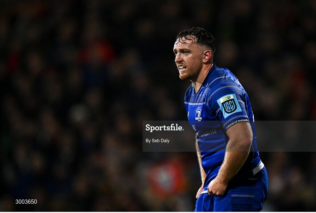 29 November 2024; Liam Turner of Leinster during the United Rugby Championship match between Ulster and Leinster at Kingspan Stadium in Belfast. Photo by Seb Daly/Sportsfile
