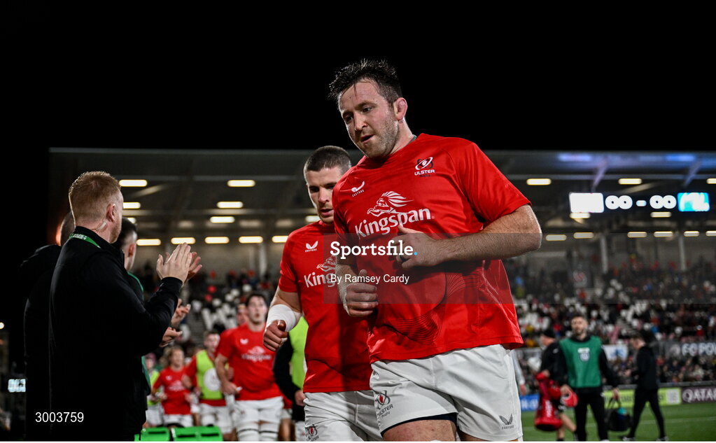 29 November 2024; Ulster captain Alan O'Connor before the United Rugby Championship match between Ulster and Leinster at Kingspan Stadium in Belfast. Photo by Ramsey Cardy/Sportsfile