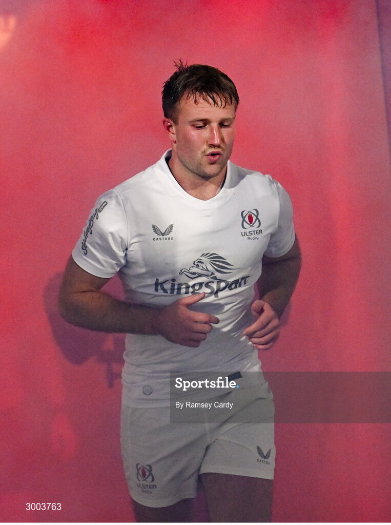 29 November 2024; Stewart Moore of Ulster before the United Rugby Championship match between Ulster and Leinster at Kingspan Stadium in Belfast. Photo by Ramsey Cardy/Sportsfile