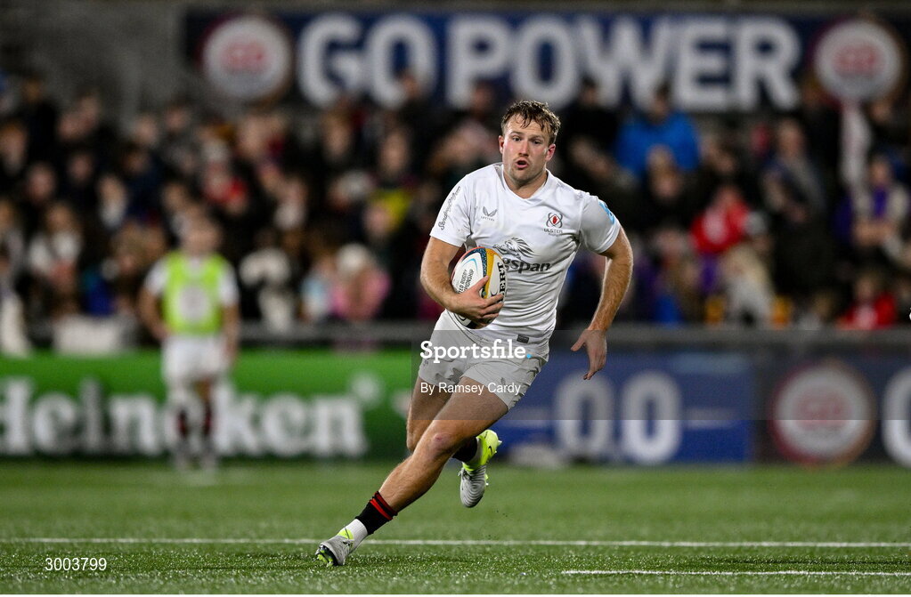 29 November 2024; Stewart Moore of Ulster during the United Rugby Championship match between Ulster and Leinster at Kingspan Stadium in Belfast. Photo by Ramsey Cardy/Sportsfile
