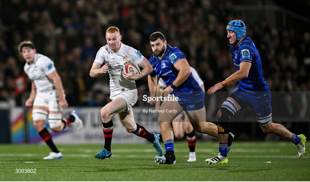 29 November 2024; Nathan Doak of Ulster during the United Rugby Championship match between Ulster and Leinster at Kingspan Stadium in Belfast. Photo by Ramsey Cardy/Sportsfile
