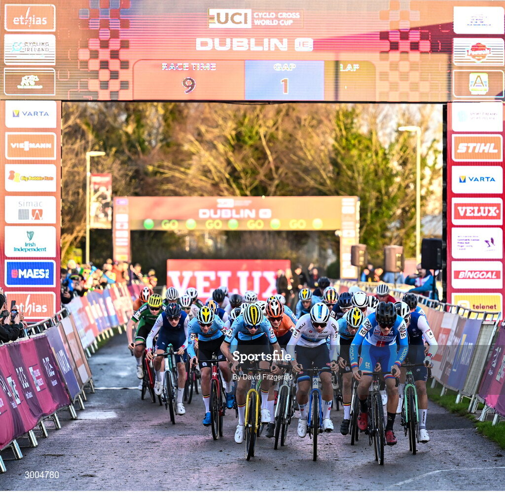 1 December 2024; A general view during the Men's U19 race at the UCI Cyclo-cross World Cup on the Sport Ireland Campus in Dublin. Photo by David Fitzgerald/Sportsfile