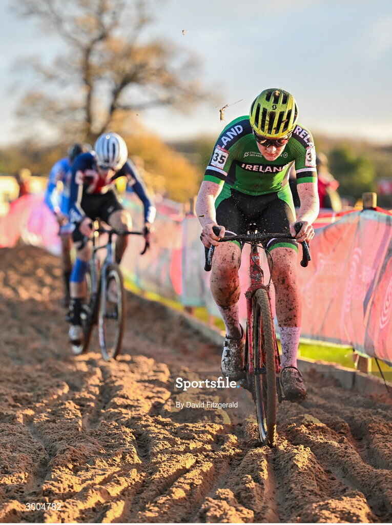 1 December 2024; Curtis McKee of Ireland during the Men's U19 race at the UCI Cyclo-cross World Cup on the Sport Ireland Campus in Dublin. Photo by David Fitzgerald/Sportsfile
