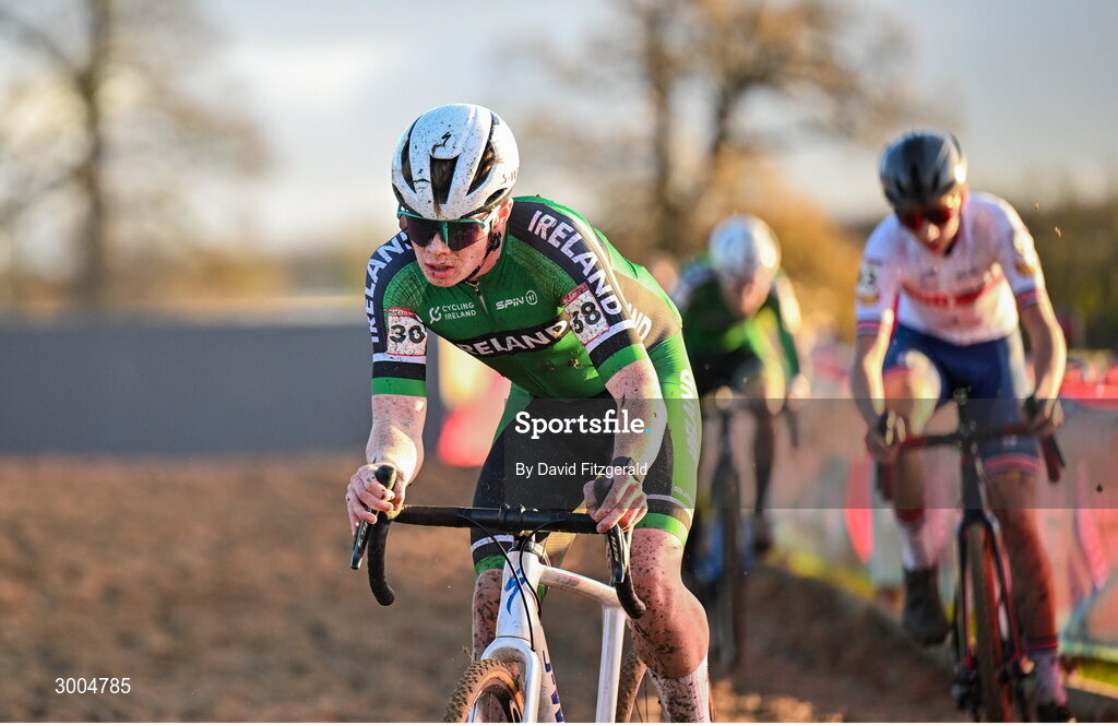 1 December 2024; James Armstrong of Ireland during the Men's U19 race at the UCI Cyclo-cross World Cup on the Sport Ireland Campus in Dublin. Photo by David Fitzgerald/Sportsfile