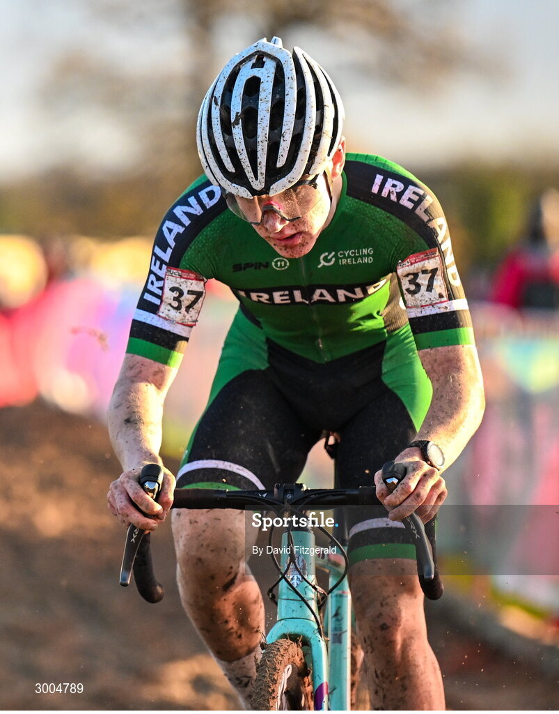 1 December 2024; Ryan Daly of Ireland during the Men's U19 race at the UCI Cyclo-cross World Cup on the Sport Ireland Campus in Dublin. Photo by David Fitzgerald/Sportsfile