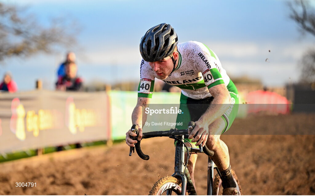 1 December 2024; Conor Murphy of Ireland during the Men's U19 race at the UCI Cyclo-cross World Cup on the Sport Ireland Campus in Dublin. Photo by David Fitzgerald/Sportsfile