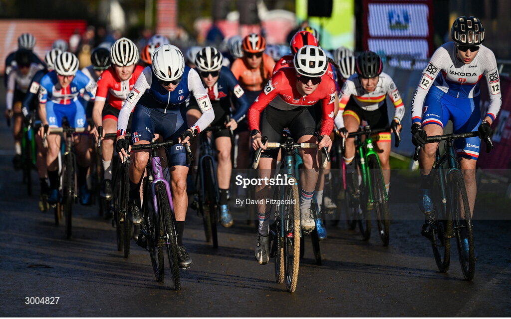 1 December 2024; A general view during the Women's U19 race at the UCI Cyclo-cross World Cup on the Sport Ireland Campus in Dublin. Photo by David Fitzgerald/Sportsfile