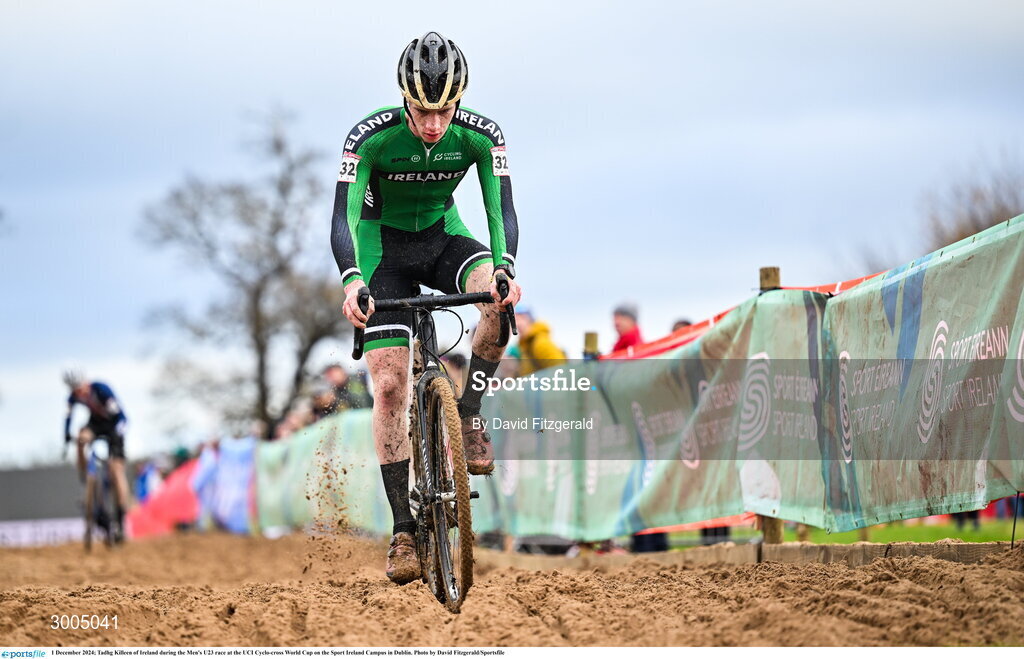 1 December 2024; Tadhg Killeen of Ireland during the Men's U23 race at the UCI Cyclo-cross World Cup on the Sport Ireland Campus in Dublin. Photo by David Fitzgerald/Sportsfile