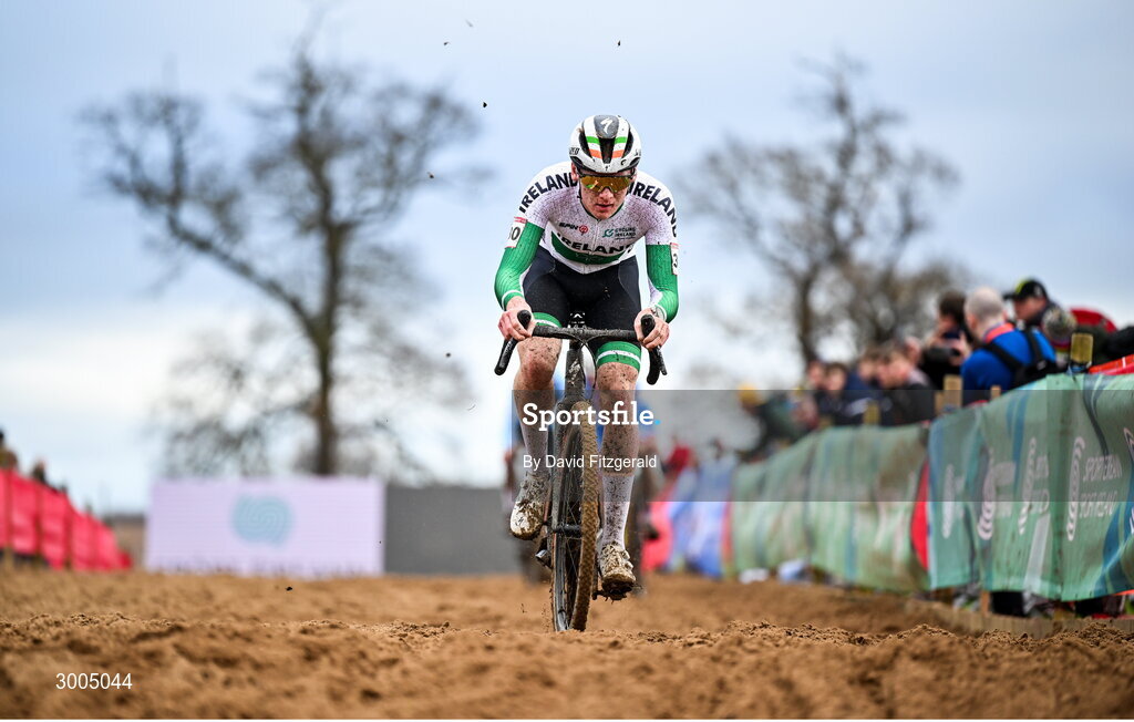 1 December 2024; Dean Harvey of Ireland during the Men's U23 race at the UCI Cyclo-cross World Cup on the Sport Ireland Campus in Dublin. Photo by David Fitzgerald/Sportsfile