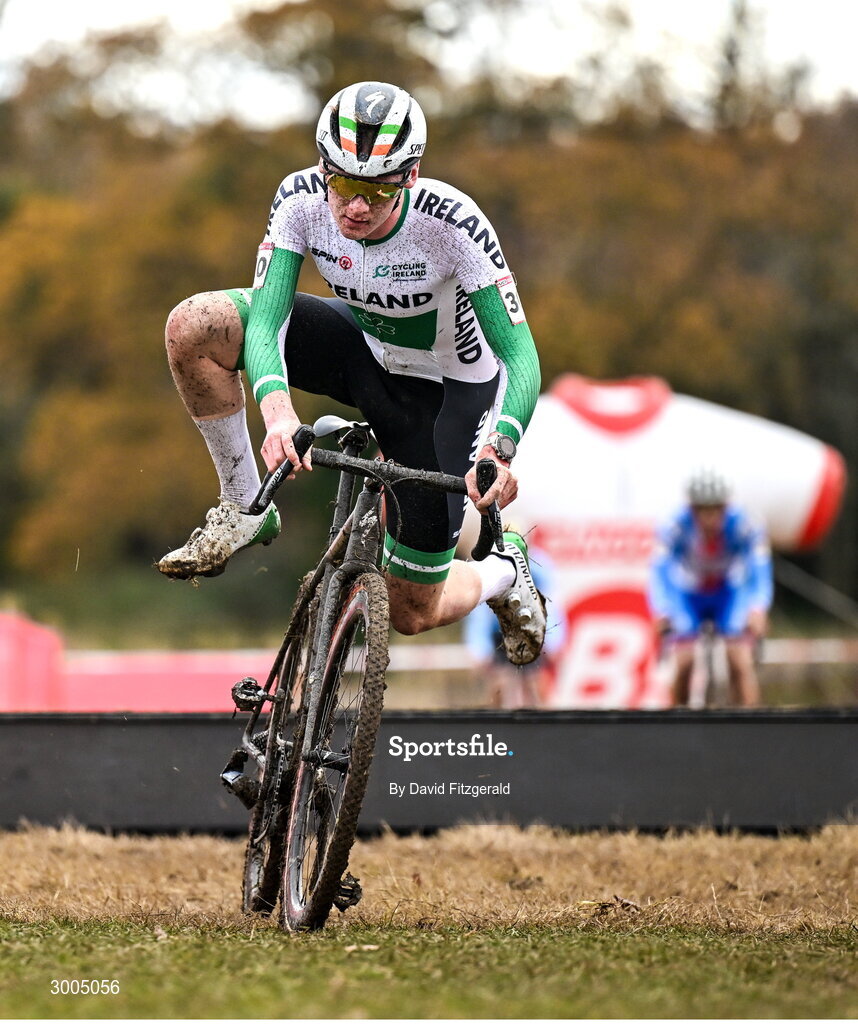 1 December 2024; Dean Harvey of Ireland during the Men's U23 race at the UCI Cyclo-cross World Cup on the Sport Ireland Campus in Dublin. Photo by David Fitzgerald/Sportsfile