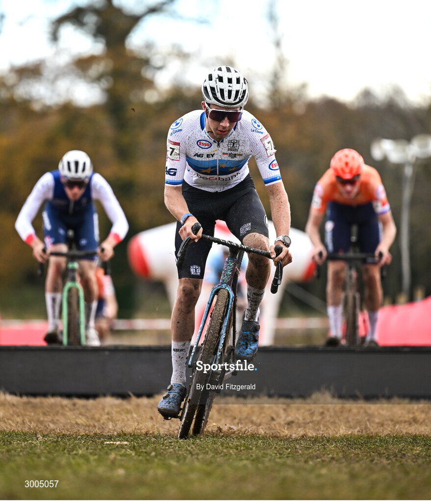 1 December 2024; Jente Michels of Belgium during the Men's U23 race at the UCI Cyclo-cross World Cup on the Sport Ireland Campus in Dublin. Photo by David Fitzgerald/Sportsfile