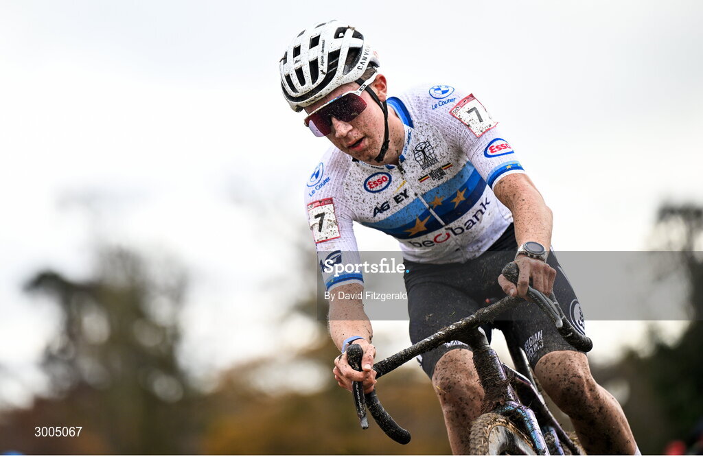 1 December 2024; Jente Michels of Belgium during the Men's U23 race at the UCI Cyclo-cross World Cup on the Sport Ireland Campus in Dublin. Photo by David Fitzgerald/Sportsfile