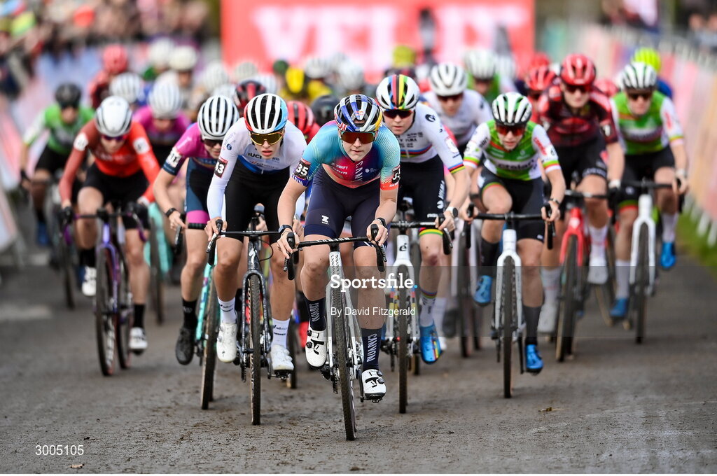1 December 2024; Zoe Backstedt of Great Britain during the Women's Elite race at the UCI Cyclo-cross World Cup on the Sport Ireland Campus in Dublin. Photo by David Fitzgerald/Sportsfile