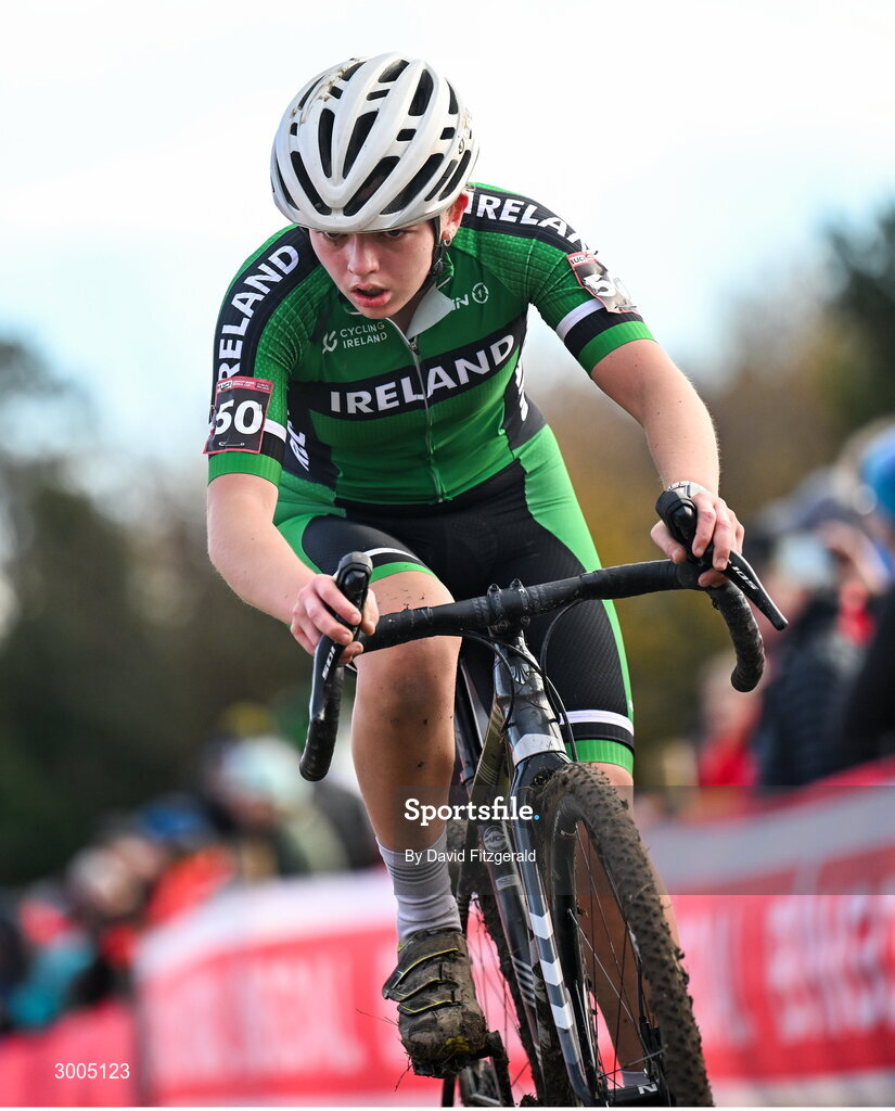 1 December 2024; Elena Wallace of Ireland during the Women's Elite race at the UCI Cyclo-cross World Cup on the Sport Ireland Campus in Dublin. Photo by David Fitzgerald/Sportsfile
