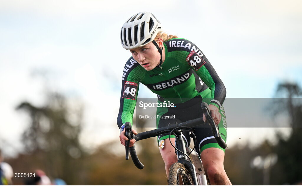 1 December 2024; Doireann Killeen of Ireland during the Women's Elite race at the UCI Cyclo-cross World Cup on the Sport Ireland Campus in Dublin. Photo by David Fitzgerald/Sportsfile