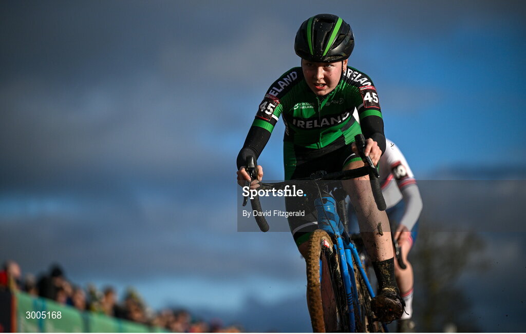 1 December 2024; Esther Wong of Ireland during the Women's Elite race at the UCI Cyclo-cross World Cup on the Sport Ireland Campus in Dublin. Photo by David Fitzgerald/Sportsfile