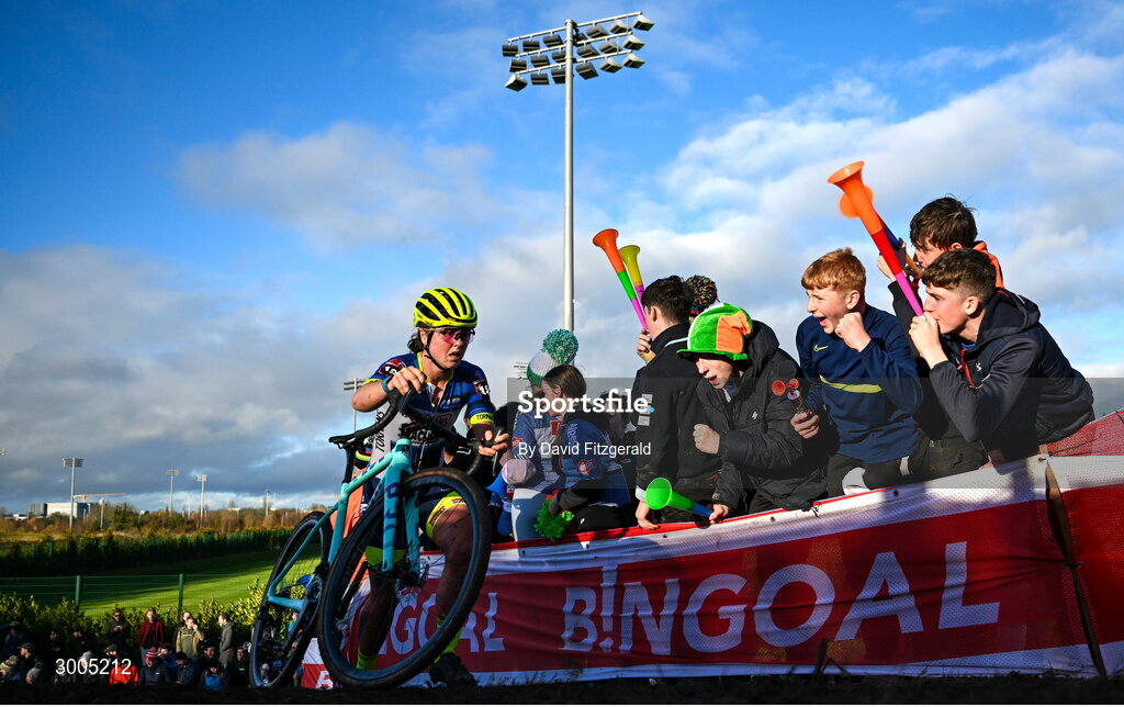 1 December 2024; Nette Coppens of Belgium during the Women's Elite race at the UCI Cyclo-cross World Cup on the Sport Ireland Campus in Dublin. Photo by David Fitzgerald/Sportsfile