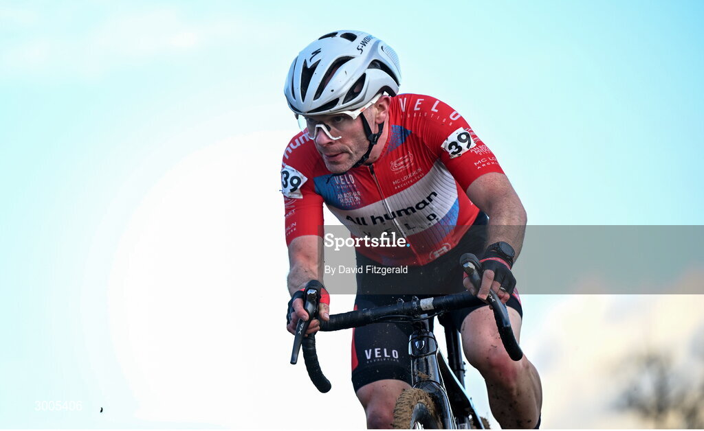 1 December 2024; Timothy O'Regan of Ireland during the Men's Elite race at the UCI Cyclo-cross World Cup on the Sport Ireland Campus in Dublin. Photo by David Fitzgerald/Sportsfile