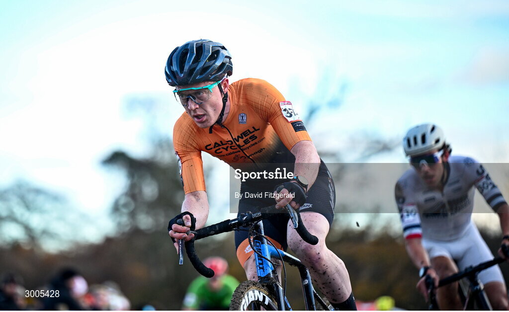 1 December 2024; Darnell Moore of Ireland during the Men's Elite race at the UCI Cyclo-cross World Cup on the Sport Ireland Campus in Dublin. Photo by David Fitzgerald/Sportsfile