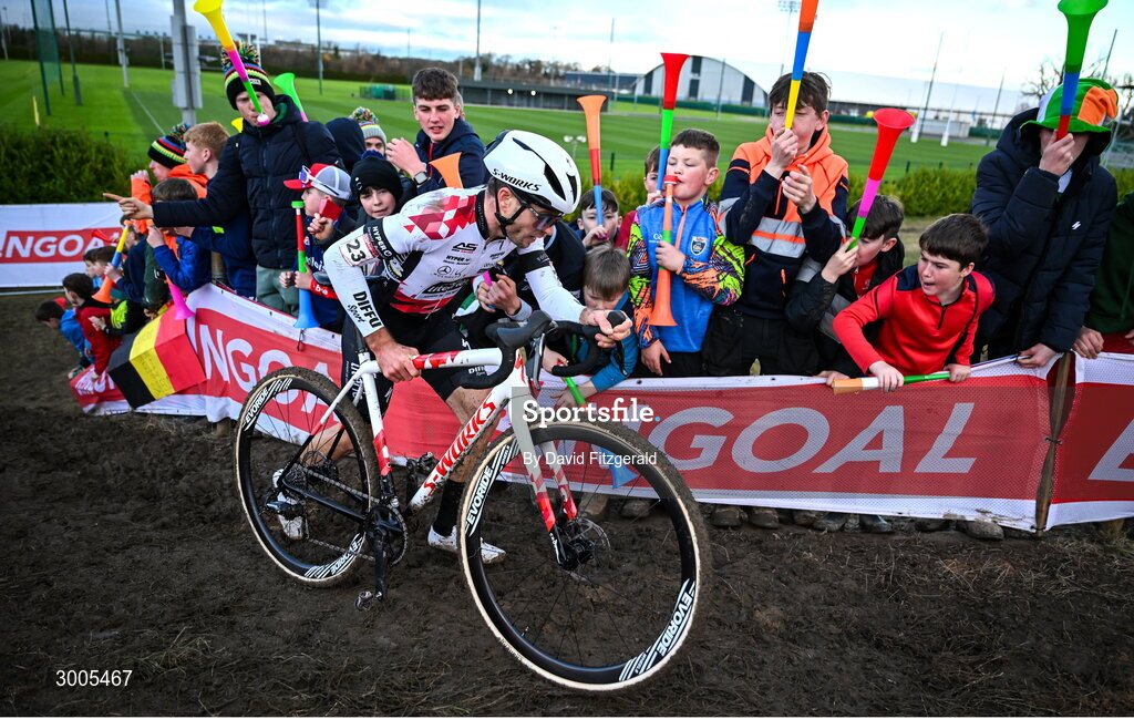 1 December 2024; David Menut of France during the Men's Elite race at the UCI Cyclo-cross World Cup on the Sport Ireland Campus in Dublin. Photo by David Fitzgerald/Sportsfile