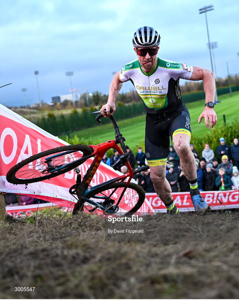 1 December 2024; Ronan O'Flynn of Ireland during the Men's Elite race at the UCI Cyclo-cross World Cup on the Sport Ireland Campus in Dublin. Photo by David Fitzgerald/Sportsfile