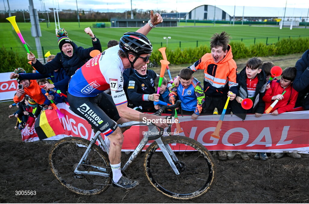 1 December 2024; Michael Boros of Czechia during the Men's Elite race at the UCI Cyclo-cross World Cup on the Sport Ireland Campus in Dublin. Photo by David Fitzgerald/Sportsfile