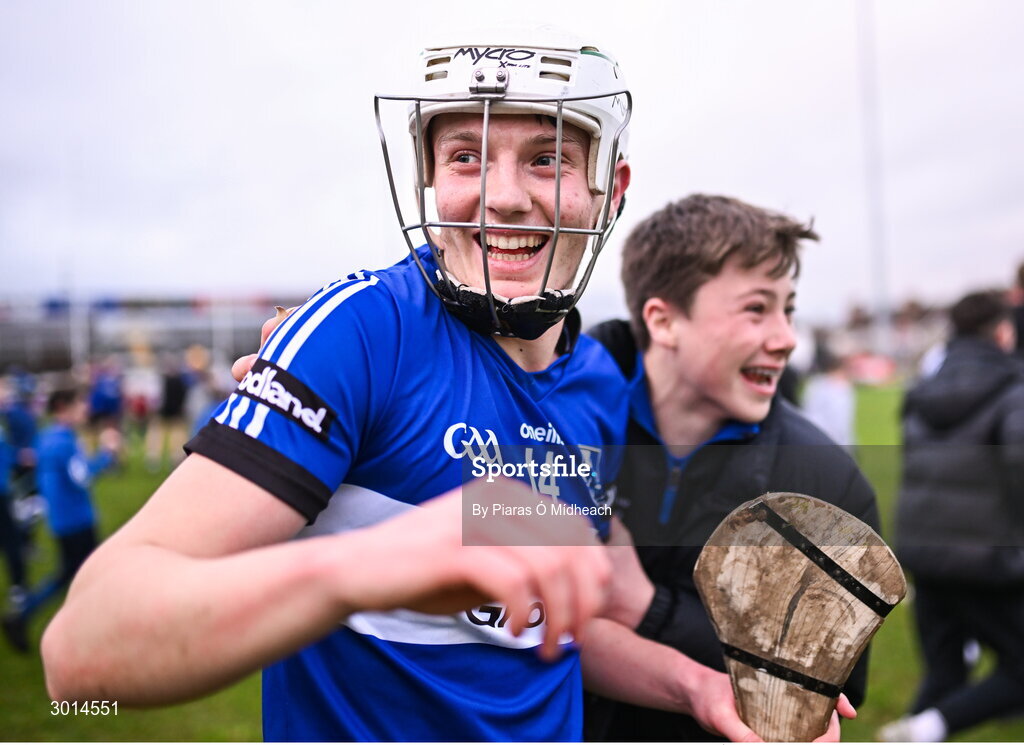 15 December 2024; Colm McCarthy of Sarsfields celebrates after his side's victory in the AIB GAA Hurling All-Ireland Senior Club Championship semi-final match between Sarsfields of Cork and Slaughtneil of Derry at Cedral St Conleth's Park in Newbridge, Kildare. Photo by Piaras Ó Mídheach/Sportsfile
