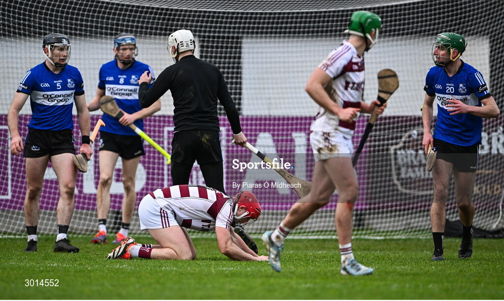 15 December 2024; Mark McGuigan of Slaughtneil reacts after shooting over the bar in the final moments of the AIB GAA Hurling All-Ireland Senior Club Championship semi-final match between Sarsfields of Cork and Slaughtneil of Derry at Cedral St Conleth's Park in Newbridge, Kildare. Photo by Piaras Ó Mídheach/Sportsfile