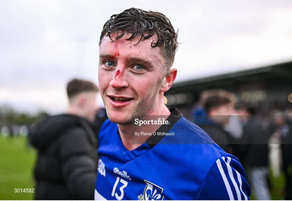 15 December 2024; Jack O'Connor of Sarsfields celebrates after his side's victory in the AIB GAA Hurling All-Ireland Senior Club Championship semi-final match between Sarsfields of Cork and Slaughtneil of Derry at Cedral St Conleth's Park in Newbridge, Kildare. Photo by Piaras Ó Mídheach/Sportsfile