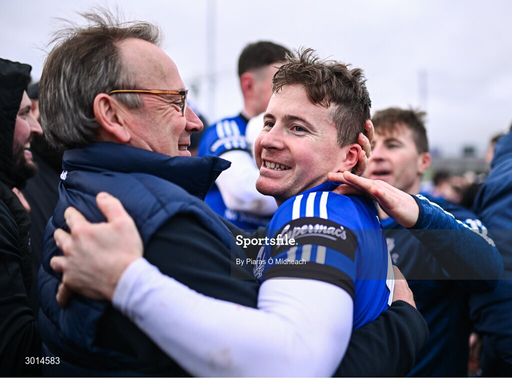 15 December 2024; Daniel Kearney of Sarsfields celebrates after his side's victory in the AIB GAA Hurling All-Ireland Senior Club Championship semi-final match between Sarsfields of Cork and Slaughtneil of Derry at Cedral St Conleth's Park in Newbridge, Kildare. Photo by Piaras Ó Mídheach/Sportsfile