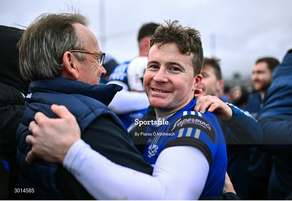 15 December 2024; Daniel Kearney of Sarsfields celebrates after his side's victory in the AIB GAA Hurling All-Ireland Senior Club Championship semi-final match between Sarsfields of Cork and Slaughtneil of Derry at Cedral St Conleth's Park in Newbridge, Kildare. Photo by Piaras Ó Mídheach/Sportsfile