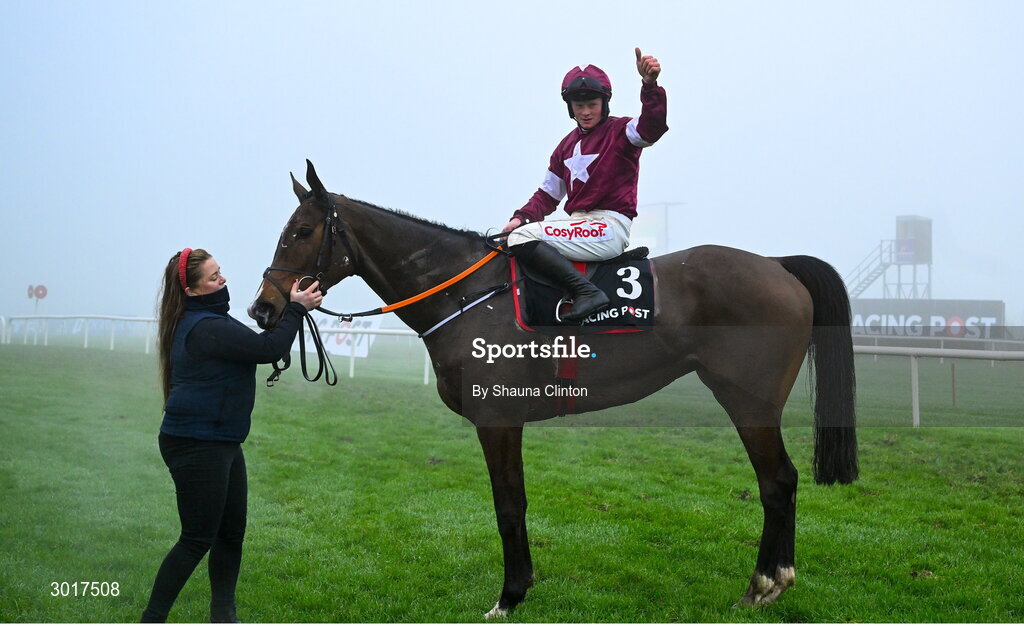 26 December 2024; Sam Ewing after winning The Racing Post Long Distance Novice Steeplechase race on Croke Park on day one of the Leopardstown Christmas Festival at Leopardstown Racecourse in Dublin. Photo by Shauna Clinton/Sportsfile