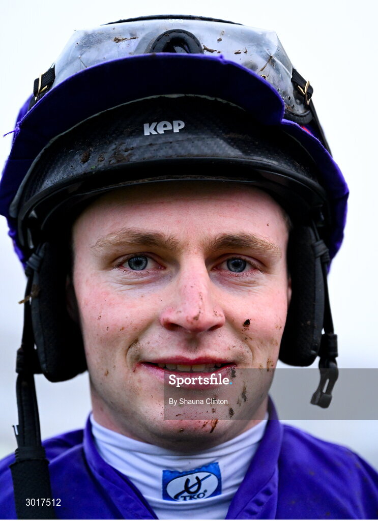 26 December 2024; Jockey Sean O'Keeffe after winning the The Racing Post Handicap Steeplechase race on An Peann Dearg during day one of the Leopardstown Christmas Festival at Leopardstown Racecourse in Dublin. Photo by Shauna Clinton/Sportsfile