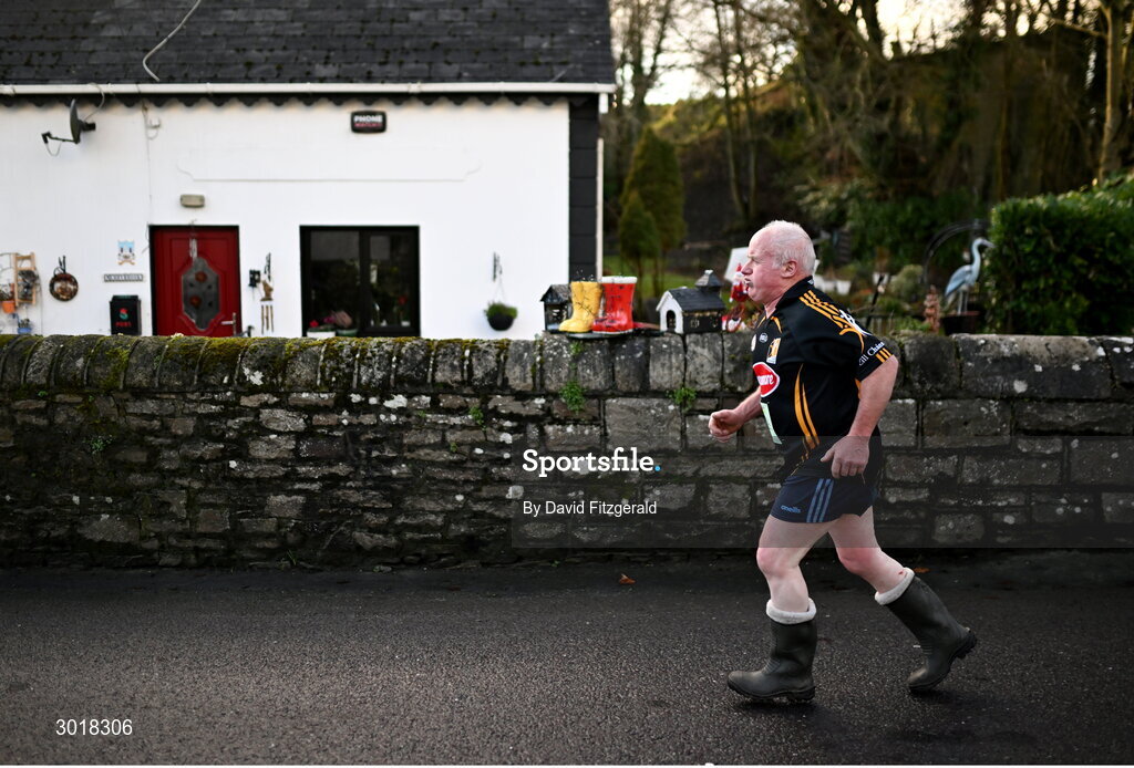 1 January 2025; A participant during the 45th annual Castlecomer Wellie Race in Castlecomer, Kilkenny, ran in aid of a number of local and national charities. Originally started in 1978, the local men decided to run off the Christmas excess by having a race over a cross country circuit. Not being the type of men that would be seen in a pair of proper running shoes, let alone actually own a pair, the most obvious footwear for this type of event was wellingtons. The event also includes a parade and family entertainment throughout the day in Castlecomer. Photo by David Fitzgerald/Sportsfile