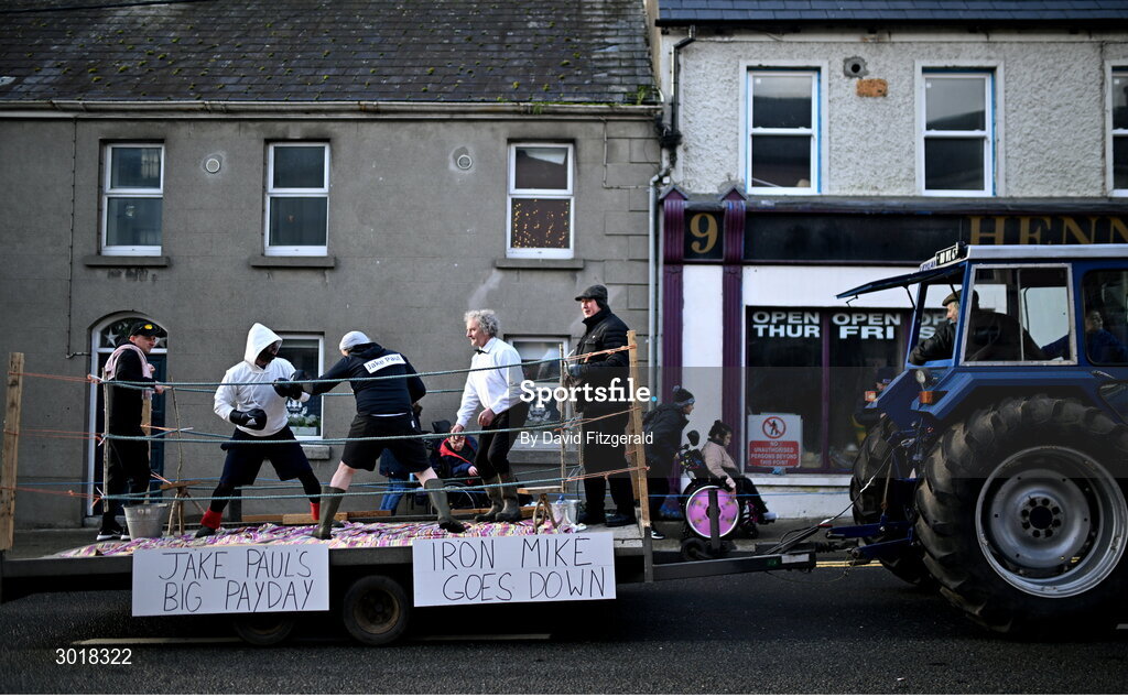 1 January 2025; Entertainers as part of the parade before the 45th annual Castlecomer Wellie Race in Castlecomer, Kilkenny, ran in aid of a number of local and national charities. Originally started in 1978, the local men decided to run off the Christmas excess by having a race over a cross country circuit. Not being the type of men that would be seen in a pair of proper running shoes, let alone actually own a pair, the most obvious footwear for this type of event was wellingtons. The event also includes a parade and family entertainment throughout the day in Castlecomer. Photo by David Fitzgerald/Sportsfile